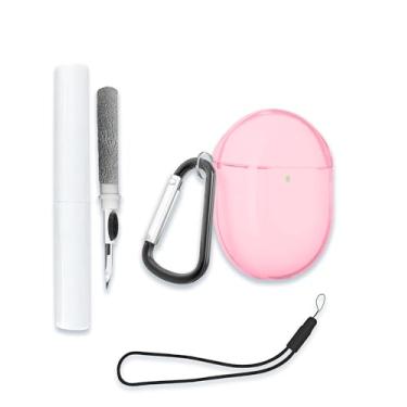 Imagem de Capa para Google Pixel Buds Pro 2 – Fones de ouvido sem fio com cancelamento ativo de ruído, capa protetora de TPU transparente macio com chaveiro e kit de limpeza para mulheres e homens, pele à prova