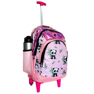 Imagem de Mochila Bolsa Escolar Feminina Panda Premium Rosa - Bezzter