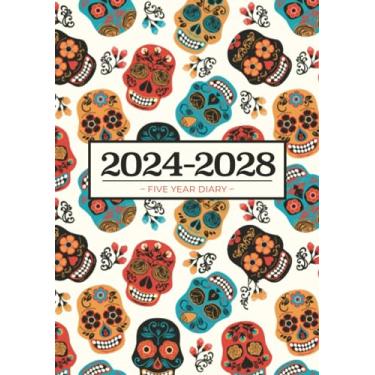Imagem de 5 Year Diary 2024-2028 | A5 Sugar Skulls: Month to View Planner with UK Holidays, Vision Board, Moon Phases, Birthdays & Celebrations, Contacts, Passwords (Five Years)