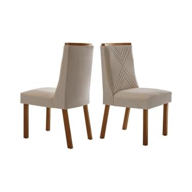 Imagem de Cadeira Sala De Jantar Montreal Kit 2 Un Imbuia-suede Creme Pérola - Rufato