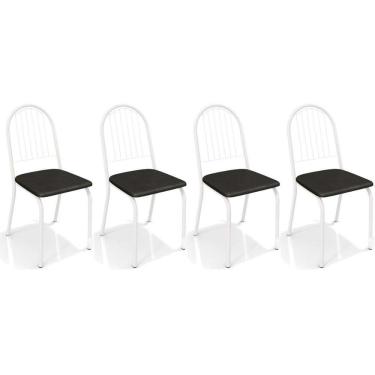 Imagem de Cadeira Sala De Jantar Noruega 2c077 Kit 4 Un Branco Fosco-preto 110 - Kappesberg