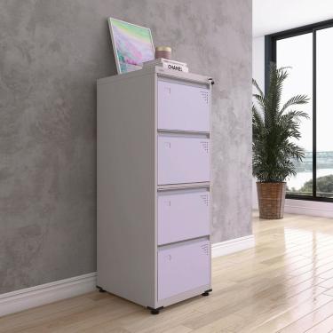 Imagem de Gaveteiro Arquivo De Aço 4 Gavetas Of04sltcm Cinza/lilás