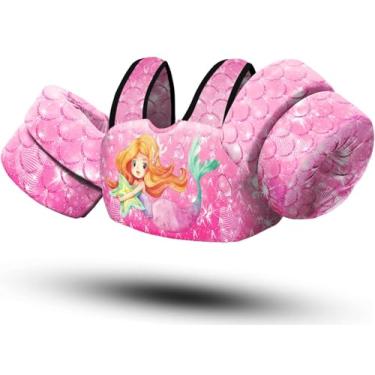 Imagem de Chriffer Colete Salva-Vidas Infantil Para Meninos E Meninas De 22 A 66 Libras, Flutuadores Infantis Com Alça Ombro Asas Braço Bebês 2, 3, 4, 5, 6 7 Anos