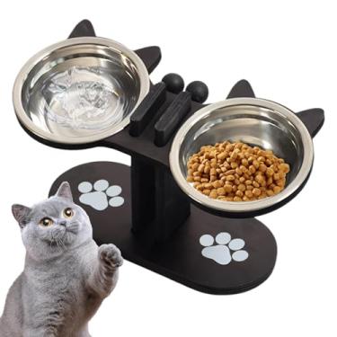 Imagem de Conjunto De Tigela Para Comida E Água Para Cães | Suporte Ajustável Para Tigela De Cão,Bebedouro Para Animais Domésticos Para Gatinhos Cachorrinhos Idosos Lares Com Múltiplos Animais Interior Exterior