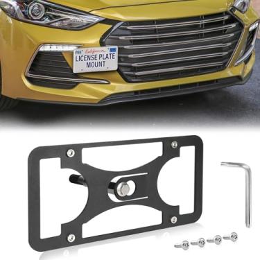 Imagem de Moldura frontal sem broca compatível com Hyundai Tucson | 2010-2021 Suporte de gancho de reboque para placa de carro antifurto Capas de etiqueta de carro à prova de ferrugem, acessórios de carro à
