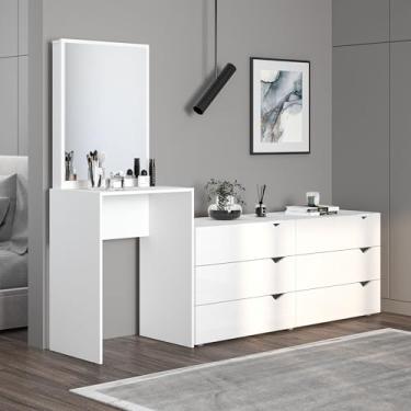 Imagem de Cômoda Penteadeira 6 Gavetas com Espelho Porto