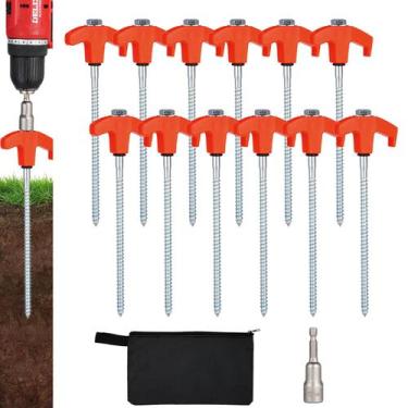 Imagem de Tent Stakes YYGCL Heavy Duty, pacote de 20 cm com 12 laranjas