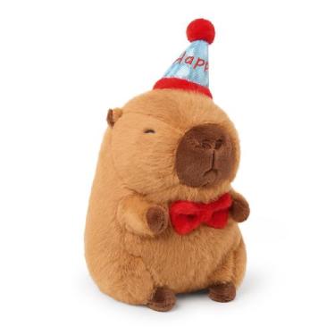 Imagem de Brinquedo de pelúcia Ditucu Cute Capivara com Happy Hat, laço vermelho