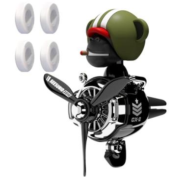 Imagem de Purificador de ar de carro piloto, clipe de ventilação de carro orangotango fofo difusor de ventilador de saída de ar automotivo, decoração de ventilação de interiores de carro (estilo de cabeça de