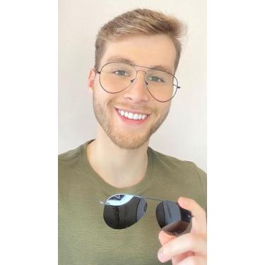 Imagem de Armação Óculos Grau Masculino Aviador 2 em 1 Clipon Preto - Palas Eyew