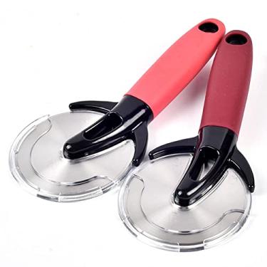 Imagem de LUYILA Roda de cortador de pizza, cortador de pizza de aço inoxidável com capa, cortador de pizza, roda de pizza giratória suave para cortar pizza (cor: A)