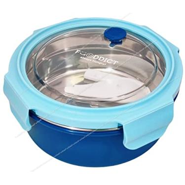 Imagem de FunBlast Lancheira para crianças escolares – Lancheira redonda, caixa Tiffin para escola, lancheira de aço inoxidável para crianças, lancheira para alimentos secos – Capacidade – 720 ml (azul)