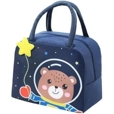Imagem de Lancheira Térmica Infantil 3D, Bolsa Escolar com Estampas de Animais, Marmita para Meninos e Meninas (URSO ASTRONAUTA)