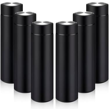 Imagem de Tioncy 6 minigarrafas de água de aço inoxidável de 500 ml, pequena garrafa de água com isolamento térmico, copo fino, portátil, mini cantil fino para bolsa, lancheira, café, chá, bebida, escritório