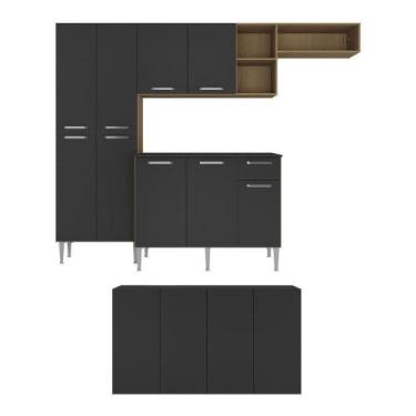 Imagem de Cozinha Completa com Aparador Multimóveis Madeirada/preta - MULTIMOVEI