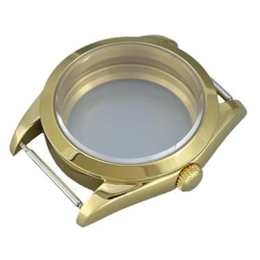 Imagem de FEIYASHI 36/39 mm 316L aço inoxidável ouro caixa de relógio mecânico vidro safira para NH35 34 36 38 movimento Miyota8215, Tampa inferior de vidro 2, 39mm+NH35 34 36 38 Movement, Caixa de relógio de