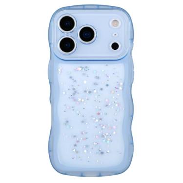 Imagem de Cyberowl Compatível com iPhone 17 Pro Max, linda capa protetora para celular Kawaii Bling Glitter em forma de moldura de silicone macio à prova de choque para mulheres e meninas azul
