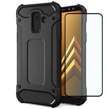 Imagem de HTXWXJC Capa de celular para Galaxy A8 2018, capa protetora para Samsung A5 2018 SM-A530F HD, fina camada dupla híbrida TPU + PC, capa protetora à prova de choque para Samsung Galaxy A8 2018 preta