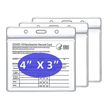 Imagem de GUVVEAZ Pacote com 3 protetores de cartão de vacinação CDC 10,16 x 7,62 cm, suporte de cartão de vacina com registro de imunização, porta-cartões de identificação e crachá