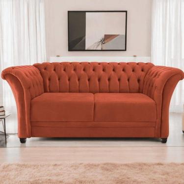 Imagem de Sofá Recamier Divã Chesterfield 185cm Sofia Suede Terracota Capitonê- Mabe Magazine