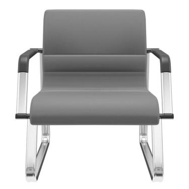 Imagem de Cadeira De Escritório Recepção Com Braço Fixa Cromada Lev P03 Vinil Cinza - Lyam Decor