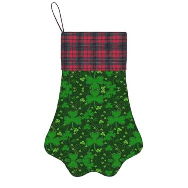Imagem de SKKNT Fundo Dia de São Patrício Impressão Glitter Meias de Natal Animais de Estimação Decoração de Natal Cães Gatos Árvore Decoração Doce Presente Conveniente