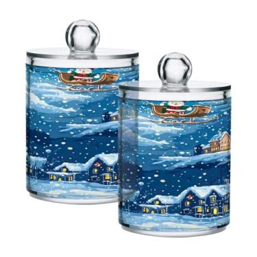 Imagem de Qilmy Qtip Suporte de 400 ml, frasco de armazenamento de boticário de plástico transparente com tampa, dispensador de recipiente de banheiro para bola de algodão, cotonete, fio dental, pacote com 2