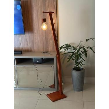 Imagem de Luminária de Chão em Madeira Maciça Artesanal – Design Moderno Minimalista – Soquete E27 – Ideal para Sala, Quarto e Escritório