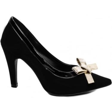 Imagem de Torricella, Sapato Scarpin Nobuck Verniz Preto Ref.: 67060A Tamanho:34;Cor:Preto