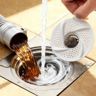 Imagem de 3 peças filtro antientupimento filtro à prova de insetos coletor de cabelo com orifícios de drenagem de malha giratória capa de ralo para cozinha banheiro (3 peças brancas)