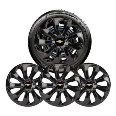 Imagem de Kit Jogo Calota Esportiva Aro 14 Preta Gm Corsa Celta Chevrolet - ELIT