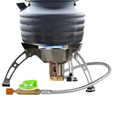 Imagem de acampamento à prova vento, acampamento com ignição piezo, fogão resistente ao vento acessórios acampamento ao ar livre com bolsa transporte para evitar que a chama se extingue para pré-aquecimento Hepvet