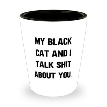 Imagem de SpreadPassion My Black Cat and I Talk Shit About You. Copo de shot de gato preto, engraçado gato preto, copo de cerâmica para amantes de gatos
