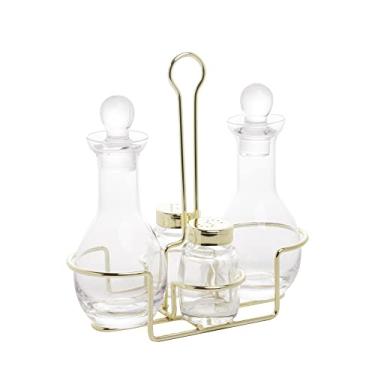 Imagem de Conjunto 4 Peças Galheteiros de Aço Champanhe 20,5cm x 11cm - Woodart