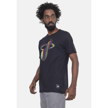 Imagem de Camiseta Nba Rainbow Logo Miami Heat Preta