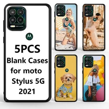 Imagem de FOQENCCI Capa de telefone em branco de sublimação de 5 peças compatível com Moto G Stylus 5G 2021 em branco imprimível prensa térmica faça você mesmo capa de telefone personalizada de borracha macia