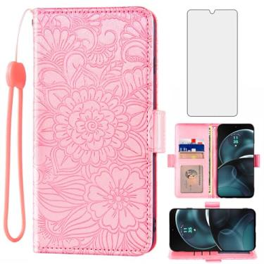 Imagem de Asuwish Capa carteira compatível com Motorola Moto G14 e protetor de tela de vidro temperado, suporte para cartão, acessórios de celular, capa flip de couro para celular MotoG14 G 14 mulheres homens