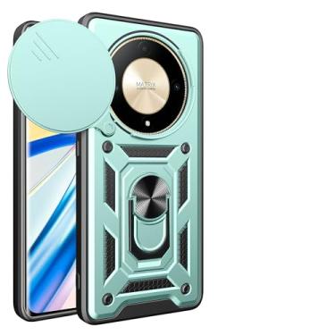 Imagem de Kukoufey Capa compatível com Honor X9a 5G, com capa de lente de câmera deslizante compatível com Honor Magic 5 Lite RMO-NX3 / X9a 5G RMO-NX1 capa verde