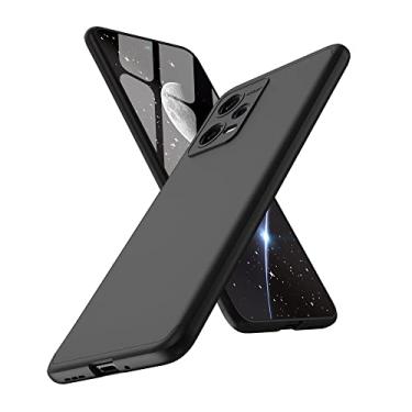 Imagem de Asdsinfor Capa para Redmi Note 12 4G, ultrafina, 3 em 1, 360 graus, capa de corpo inteiro, premium, fina, à prova de choque, de plástico rígido, antiarranhões, para Redmi Note 12 4G 3 em 1, preto AD