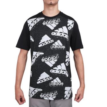 Imagem de Camiseta Adidas AOP Brand Love Preta e Branca-Masculino
