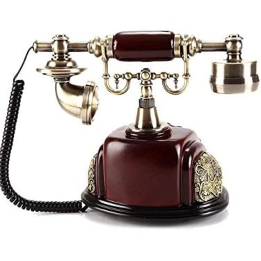 Imagem de Telefone com mostrador giratório retrô estilo 1950, mostrador antigo, mesa fixa antiga, decoração, coletor de presentes para idosos/amigos