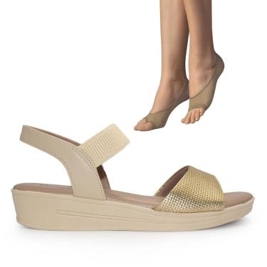 Imagem de Sandália Usaflex Feminina Plataforma MM0701+2P Meias Color Sports Sapatilha Dedinhos 9065