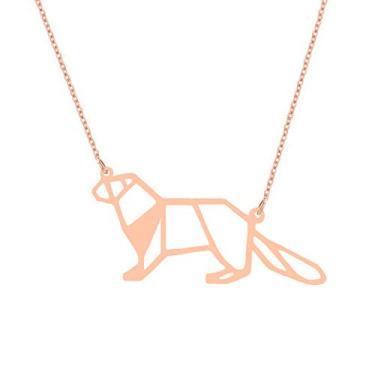 Imagem de NOUMANDA Colar geométrico de lontra, elementos de origami, fofo, animal, pingente vazado, joia feminina, Metal