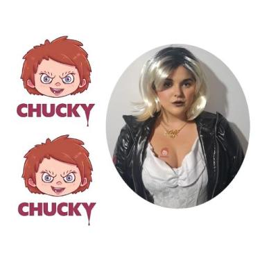 Imagem de Tatuagem temporária rosto chucky delicado halloween - 3i
