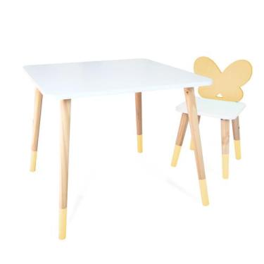 Imagem de Kit Mesa e Cadeira Infantil Borboletinha - Eita Casa Perfeita, Amarelo