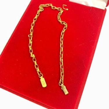 Imagem de Pulseira Bracelete Masculina Elo Tijolinho 3mm Banhada Ouro - AZMAR SE