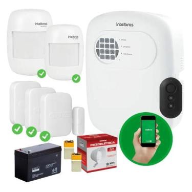 Imagem de Kit Alarme Intelbras Monitorado App Celular 5 Sensor Sem Fio