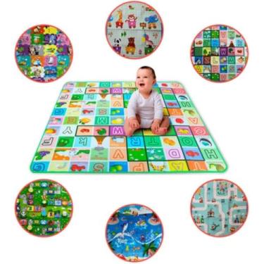 Imagem de Tapete Atividades Interativo Educativo Térmico Tatame Portátil Infantil Dobrável Bebê Grande 120cm x 90cm