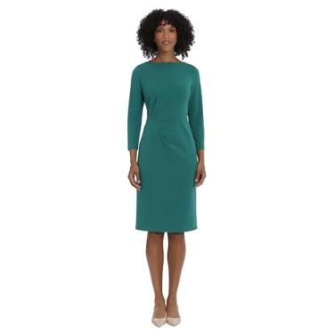 Imagem de Maggy London Vestido feminino plus size de crepe com pregas na cintura, Verde alpino, 36