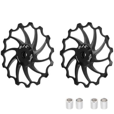 Imagem de DJC Roda de rolamento de cerâmica para bicicleta, 2 peças, rolo guia 11T 12T 13T 14T 15T 16T MTB Road Bike Derailleur traseiro para Shimano para Sram Pulley oilslick (preto, 2 peças 13T)